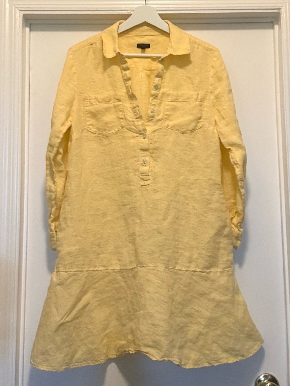 Talbots Yellow Linen Tunic Dress Petite Large